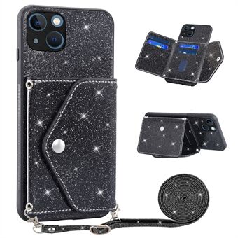 Voor iPhone 13 6,1 inch PU-leer + TPU-hoes Driehoek kaarthouder Standaard telefoonhoes