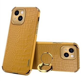 Voor iPhone 13 PU-leer gecoate TPU-telefoonhoes met krokodiltextuur 6D gegalvaniseerde standaard beschermhoes