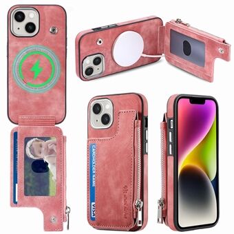 Voor iPhone 13 6,1 inch Wallet Kickstand Case Shockproof PU Leather TPU Shell Magnetic Phone Cover