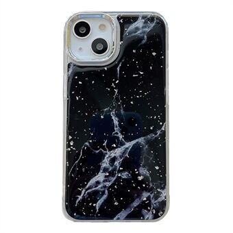 Voor iPhone 13 Epoxy Hard Acryl + TPU Telefoon Shell Galvaniseren Marmer Patroon Zilver Folie Telefoon Case