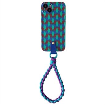 TPU-telefoonhoes voor iPhone 13, schokbestendige hoes met Rhombus telefoonhoes met polsband