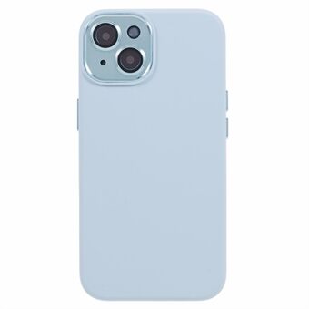 Voor iPhone 13 6.1 inch Vloeibare Siliconen + PC Anti- Scratch Telefoon Case Metaal + Gehard Glas Lens Bescherming Cover