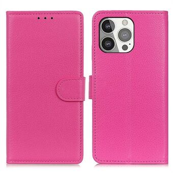 Allround bescherming Classic Litchi-textuur Leren Portemonnee Design Stand Case voor iPhone 13 Pro - Rose