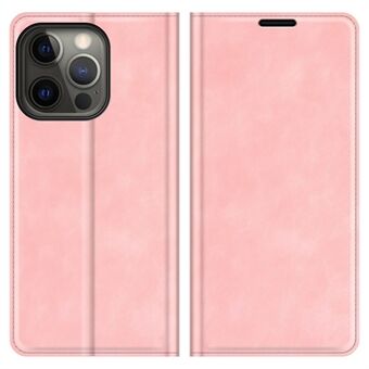 Portemonnee-ontwerp Skin-touch Feel Leren hoes Automatisch geabsorbeerde beschermhoes met Stand voor iPhone 13 Pro 6,1 inch