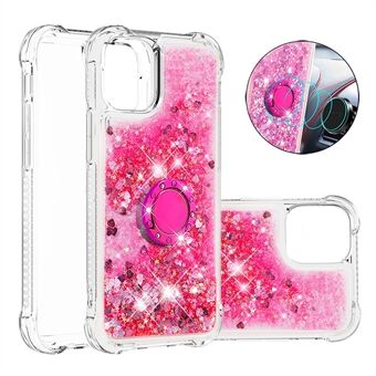 Glitter Bling Drijvende Vloeibare Sparkle Drijfzand Zachte TPU Leuke Telefoon Cover met Ring voor iPhone 13 Pro 6.1 inch