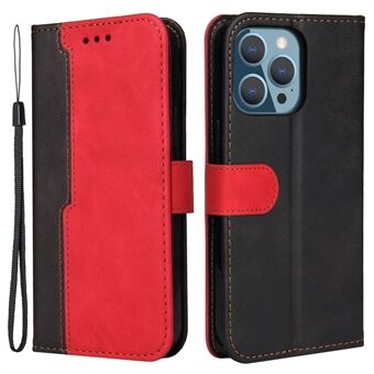 Zakelijke stijl valbestendig telefoonhoesje in twee kleuren met splicingontwerp voor iPhone 13 Pro - rood