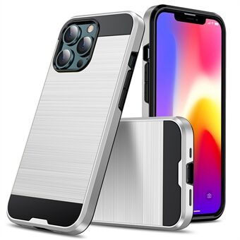 Zachte TPU harde pc geborsteld anti-vingerafdruk full body beschermende telefoonhoes voor iPhone 13 Pro - zilver