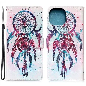 3D Fashion PU-leer Schokbestendig Flip Magnetisch Portemonnee Hoesje met Riem voor iPhone 13 Pro 6.1 Inch