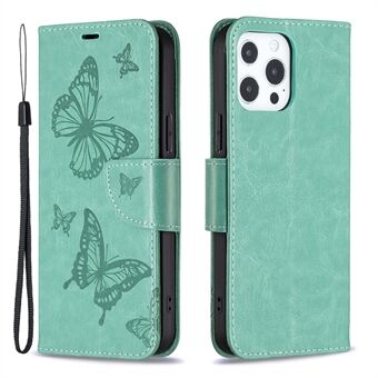 Magnetische PU Lederen Portemonnee Stand Vlinder Flip Folio Beschermhoes met Riem voor iPhone 13 Pro 6.1 Inch