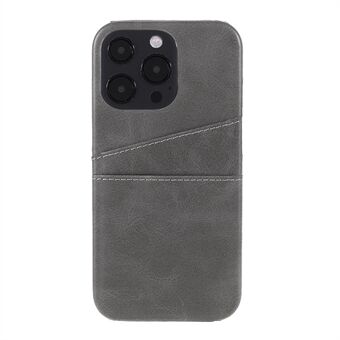 Volledig beschermende dubbele kaartsleuven PU lederen pc-cover Shell voor iPhone 13 Pro - grijs