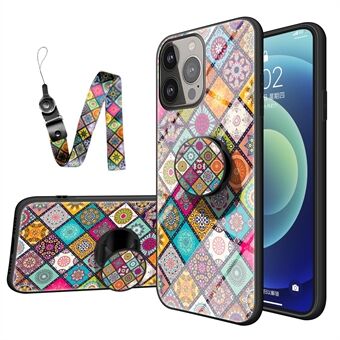 Schokabsorberende ingebouwde metalen plaat telefoonbeschermer Hybride case in glas met snoer voor iPhone 13 Pro 6,1 inch