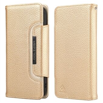 Afneembare 2-in-1 Litchi Texture Stand Design Leren Case met TPU Phone Cover voor iPhone 13 Pro - Goud