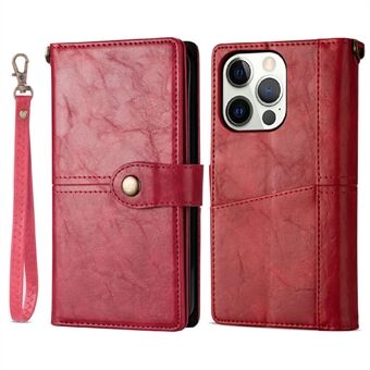 Vintage stijl multifunctionele portemonnee lederen tas met trekkoord voor iPhone 13 Pro 6,1 inch