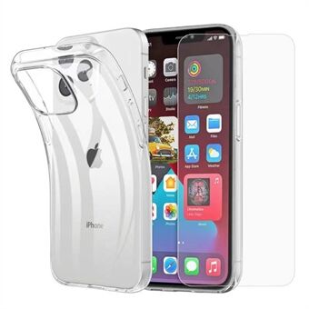 Transparante TPU-cover + screenprotector in gehard glas voor iPhone 13 Pro 6.1 inch