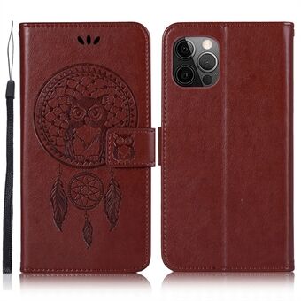 Uil Dream Catcher Embossing Stijlvol Magnetisch Slot Anti-kras Portemonnee Ontwerp Telefoon Cover voor iPhone 13 Pro 6.1 Inch