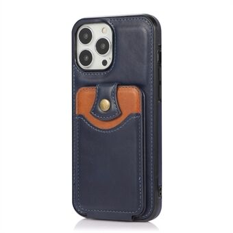 Classic delicaat lederen verticale flip-kaartzakontwerp telefoonhoes met standaard voor iPhone 13 Pro - blauw