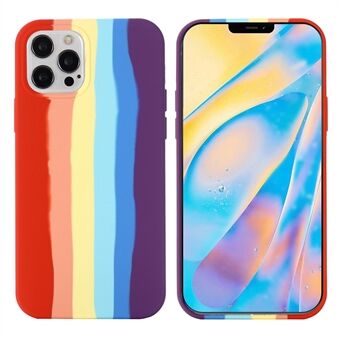 Regenboogstijl zachte vloeibare siliconen schokbestendige beschermhoes voor iPhone 13 Pro 6.1 Inch - rood