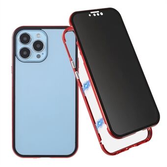 35 Graden Anti-Peep Drop-Resistant Krachtig Magnetisch Metalen Frame + Dubbelzijdig Gehard Glas Telefoon Case voor iPhone 13 Pro 6.1 inch