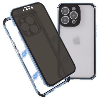 Anti- Spy Dubbelzijdig Gehard Glas + Slot Gesp Ontwerp Magnetische Metalen Frame Telefoon Case voor iPhone 13 Pro 6.1 inch