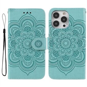 Opdruk Mandala Flower Beschermende lederen telefoonhoes met Stand Portemonnee voor iPhone 13 Pro 6.1 Inch