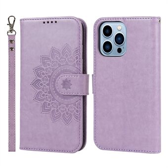 R61 Textuur Patroon Embossing Veld Nail Design Anti-drop PU Lederen Portemonnee Telefoon Cover Case voor iPhone 13 Pro 6.1 Inch