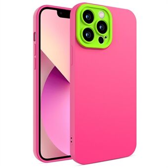 Eagle Eye Lens-serie Nauwkeurige uitsparing Rubberen TPU + pc-telefoonhoes met cameralensbescherming voor iPhone 13 Pro - Rose + Lime