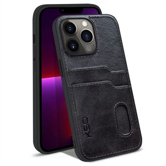 KSQ 002 Series for iPhone 13 Pro 6.1 inch Card Slots All-inclusive Protection Cell Phone Case PU Leather Coated PC+TPU Hybrid Shell