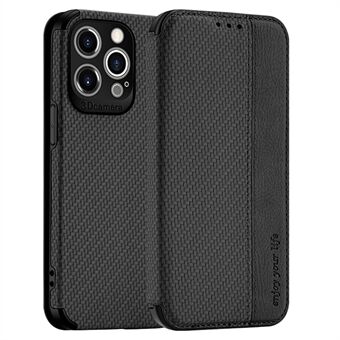 Voor iPhone 13 Pro 6.1 inch Carbon Fiber Textuur Portemonnee Telefoon Case PU Lederen Zuignap Cover: