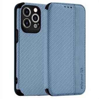 Voor iPhone 13 Pro 6.1 inch Carbon Fiber Textuur Portemonnee Telefoon Case PU Lederen Zuignap Cover: