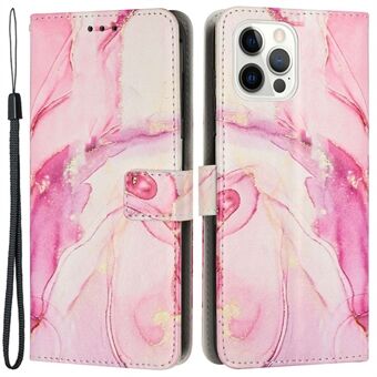 Telefoonhoes met marmerpatroon voor iPhone 13 Pro 6,1 inch, Stand portemonnee PU-leer + TPU-hoesje met riem