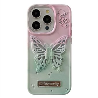 Voor iPhone 13 Pro Hoesje met dubbele kleur, vlindervormige standaard, TPU telefoonhoesje