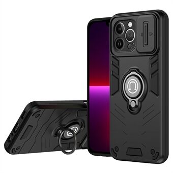 Voor iPhone 13 Pro-hoesje met ringkickstand en PC+TPU-telefoonhoesje met schuiflensbescherming