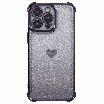 TPU Telefoonhoesje voor iPhone 13 Pro met Valbescherming, Telefoonhoesje met Hartpatroon en Glitterend Poeder Telefoonhoes