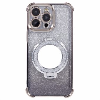 Voor iPhone 13 Pro Kickstand Case Hartpatroonrand Glitter TPU Telefoonhoesje met spiegel