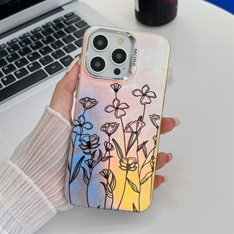 Voor iPhone 13 Pro hoesje Bloemenpatroon Laser Textuur Verguld Anti-Kras Telefoonhoesje.