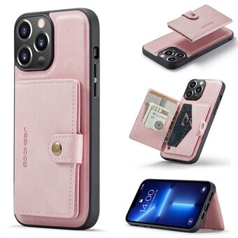 JEEHOOD J01 Voor iPhone 13 Pro hoes Leren+TPU Telefoonhoes Kaarthouder Afneembare Magnetische Achterkant