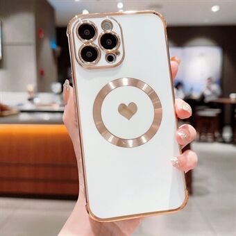 Voor iPhone 13 Pro Magneet Hoesje Flexibele TPU Telefoonhoes met Liefdeshartjes Patroonontwerp