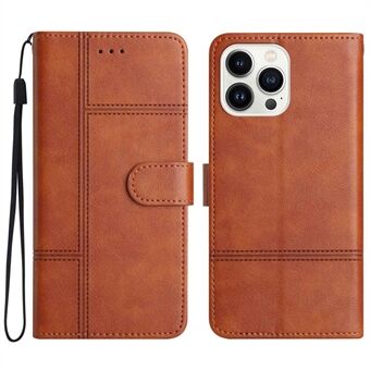 Telefoon Portemonnee Case Voor iPhone 13 Pro 6.1 inch, Zakelijke Stijl Koeienhuid Textuur PU Lederen Folio Flip Telefoon Cover Stand met Riem