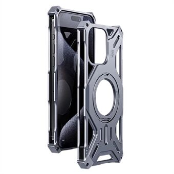 Voor iPhone 14 Pro / 13 Pro Bumper Case Frameloos Aluminiumlegering+Siliconen Hoes met Ringen Standaard