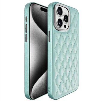 KST DESIGN Voor iPhone 13 Pro Hoes Leren Bekleed PC+TPU Telefoonhoes Stiksel Ruit, Matte Interieur