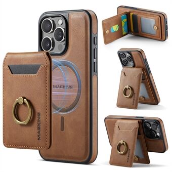 MAGKING K1 Serie Voor iPhone 13 Pro Magnetische Case PC+TPU+PU Telefoonhoesje met Kaarthouder en Kickstand