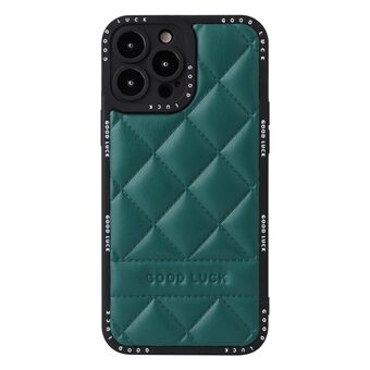 Rhombic Grid Texture Phone Case Voor iPhone 13 Pro 6.1 inch, PU Leer + PC + TPU Anti- Scratch Telefoon Back Cover