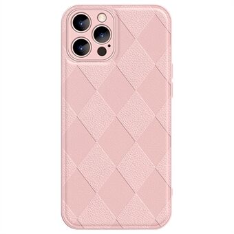 Voor iPhone 13 Pro 6.1 inch Botsingsbestendig Rhombus bedrukt PU-leer gecoat PC + TPU-telefoonhoes Terug Shell