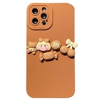 Voor iPhone 13 Pro 6.1 inch 3D Cartoon Figuur Beer Decor TPU Case Scratch Telefoon Cover met Precieze Uitsparing Lens Bescherming