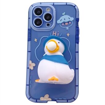 Voor iPhone 13 Pro 6.1 inch 3D Squishy Duck Decor Noctilucent Luminous Phone Case Flexibele TPU Cover