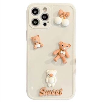 Telefoonhoes voor iPhone 13 Pro 6,1 inch Bowknot Bear / Rabbit 3D Cartoon Figure Zachte TPU-hoes