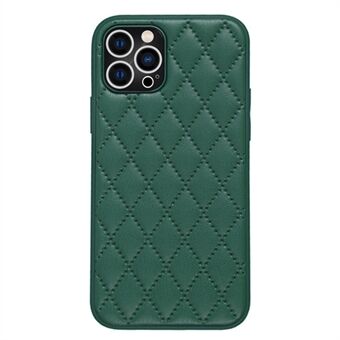 Achterkant van de behuizing voor iPhone 13 Pro 6,1 inch, stootvaste Rhombus PU-leer + TPU anti- Scratch telefoonhoesje