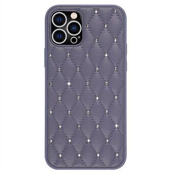 Beschermhoes voor iPhone 13 Pro 6.1 inch, strass decor Rhombus PU-leer + TPU-telefoonhoes schokbestendige achterkant