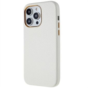 PC-telefoonhoes met PU-leercoating voor iPhone 13 Pro 6,1 inch, Litchi Texture Drop Protection Back Cover