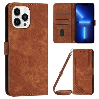 Voor iPhone 13 Pro 6,1 inch PU lederen skin-touch telefoonhoes lijnen bedrukte portemonnee Stand flip cover